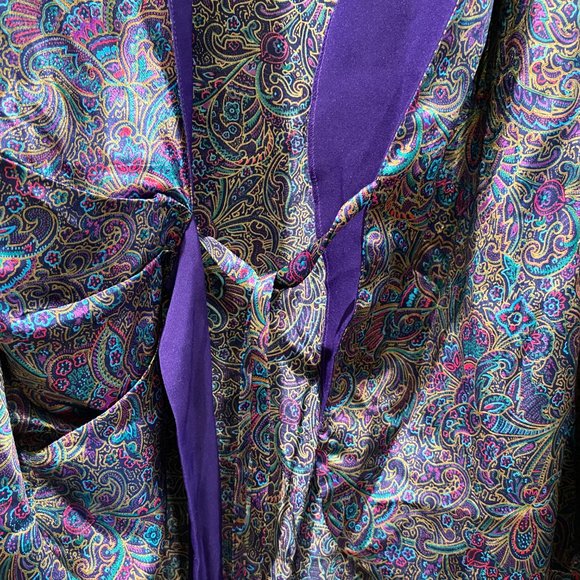 Vintage Victoria's Secret Royal Purple Satin Paisley Robe - Picture 5 of 15